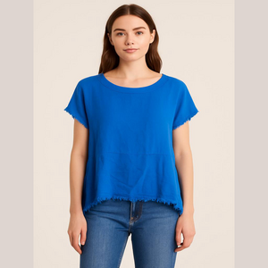 Umgee Solid Top - Women's M - Blue Casual